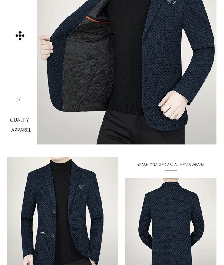 2026 Spring New Men's Blazer Business Casual Suit Jacket Middle Aged Male Fashion Office Wear Outerwear Top