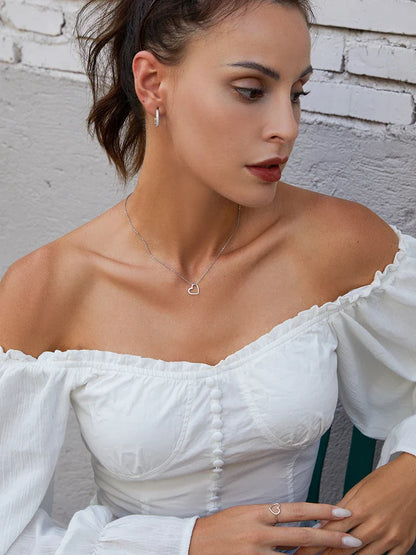 Genuine 925 Sterling Silver The shape of love Chain Necklace for Women Fine Jewelry New Collar SCN347