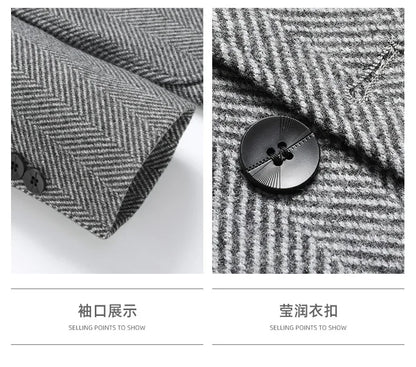 Mens Blazer Fashion Business Handsome Gentleman Korean Version of British Style Leisure Slim Solid Color Wedding Work Blazer