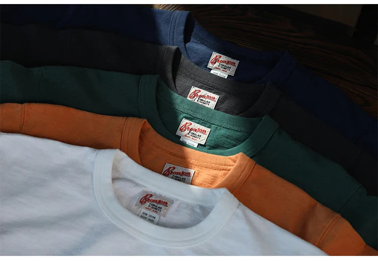 Rugged Bronson Loopwheel Tubular Pocket T-Shirt 220g Slub Cotton Men's Seamless Side Tee Short Sleeve
