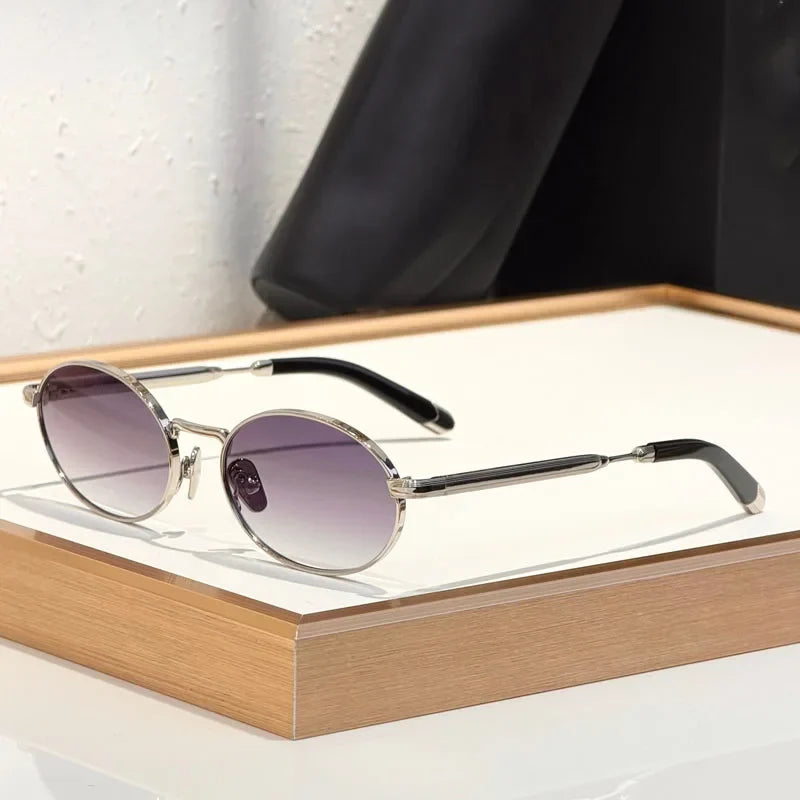 Alloy Small Oval Sunglasses Acetate Germany Trendy Fashion Design UV400 for Men Women Classical Vintage Eyeglasses