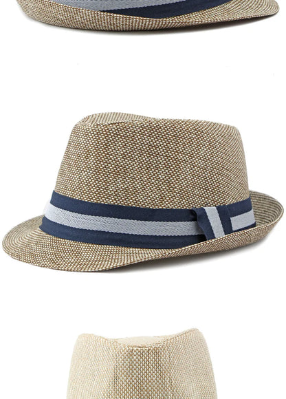 Middle-aged and Elderly Men's Top Hat Spring Summer Luxury Designer Sun Protection Beach Cap Grass Wedding Fedora Jazz Hat Party