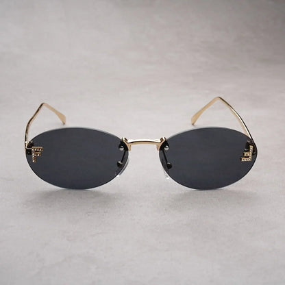 Rimless Oval Sunglasses Women 2025 New Fashion Gradient Ocean Lenses Sun Glasses Stylish Women Luxury Brand Design Shades