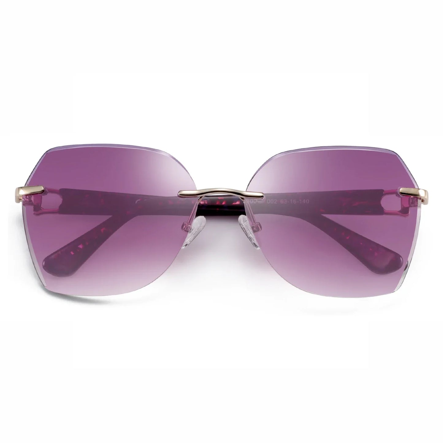 Fashion Women Rimless Sunglasses for Ladies Trendy Geometric Diamond Cutting Gradient Lens UV Protection Shades