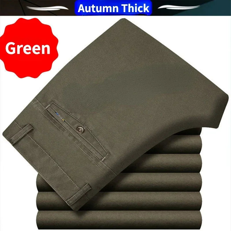 100% Cotton Summer Thin Suit Pants Mens Casual Autumn Thick Classic Business Fashion Stretch Trousers Male Brand Clothes KOACUS