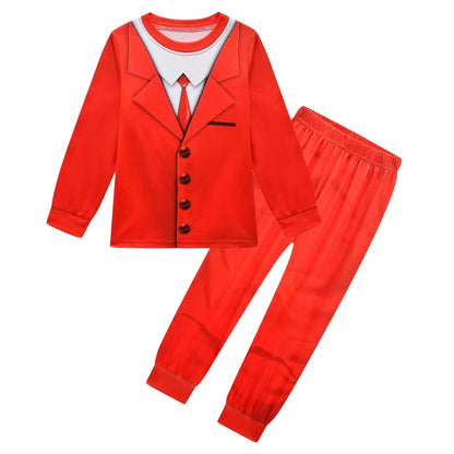 New Pocket Devs VR Game Costume Kids Boys Red Suit Man Cosplay Long Shirt Pants Jumpsuit Mask Birthday Halloween Party Costume