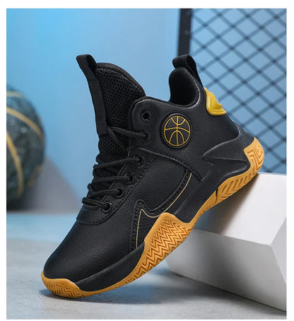 New Children's Casual Sneakers Fashion Black Kids Shoes Basketball Leather Sneakers For Boy Sports Tenis Size 31-40
