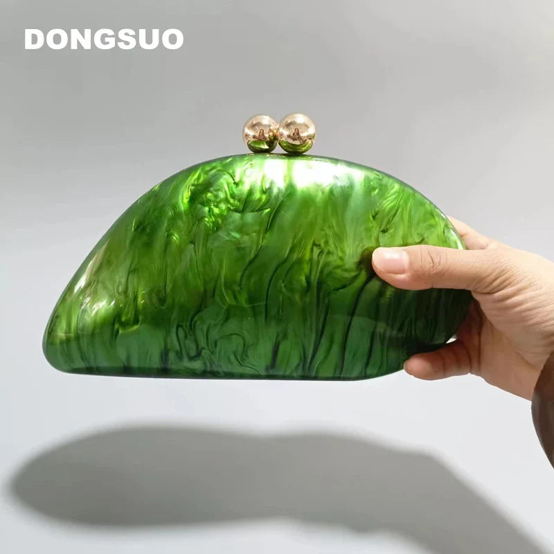 shell shape clutch bag women designer evening party cute purse new green gold purple ivory handbag High Quality