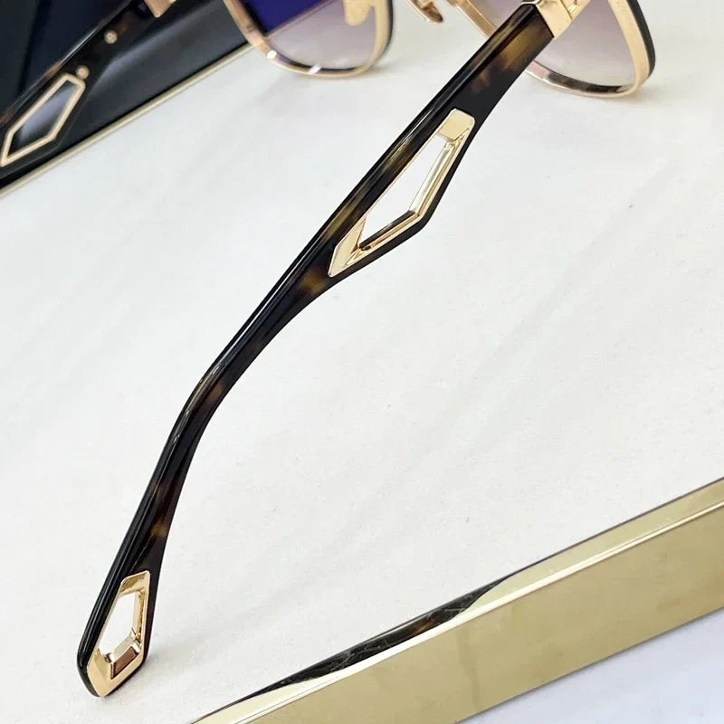 Luxury Me's Sunglasses Large Square Women Alloy Acetate Double Bridges Handmade in Germany High Quality Gafas UV400 THE KING  II