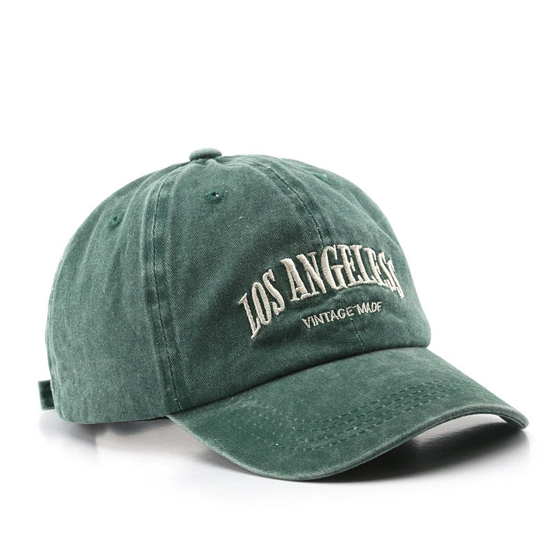 American wide brimmed retro men's and women's baseball caps, washed hats, trendy embroidered duckbill caps