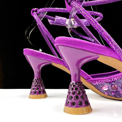 Shiny Purple Color Shoes and Bag Elegant Handbags and Medium Heel Shoes Beautiful Handmade Shoes for Wedding Party