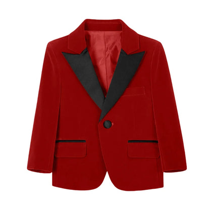 50+ Colors Velvet Suit Blazer for Kids 3-18 Years Children Formal Flannel Suit jacketm Classic Peak Lapel Suit School Uniform