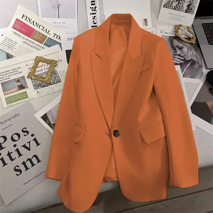 Elegant Office Lady Blazers Women Outerwears 2025Fashion Long Sleeve Single Button Blazer New Autumn Casual Female Coats Jackets