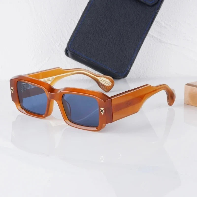 Handmade Thick Acetate Classical Sunglasses Rectangle Luxury Brand Design Style Top Quality Patchwork UV400 Unisex Gafas