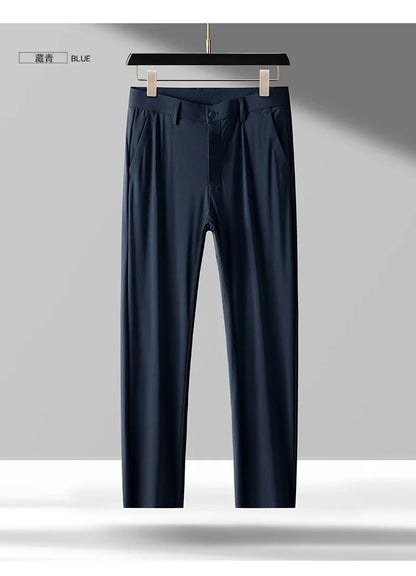 Brand Clothing 2026 Summer High Stretch Men's Casual Pants Quick Dry Business Straight Pants Thin Formal Suit Trousers Male 40