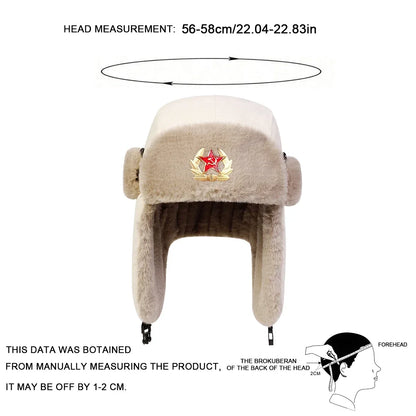 Unisex Five Pointed Star Corduroy Lei Feng Hat Winter Earflap Hat Keep Warm Ski Hat Bomber Hat for Outdoor Riding Snow Activitie