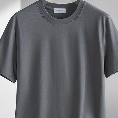 Plus Size 4XL 5XL Liquid Ammonia Mercerized Cotton T-shirt For Men Summer Cool Feeling Round Neck Top Clothes Short Sleeve Tees