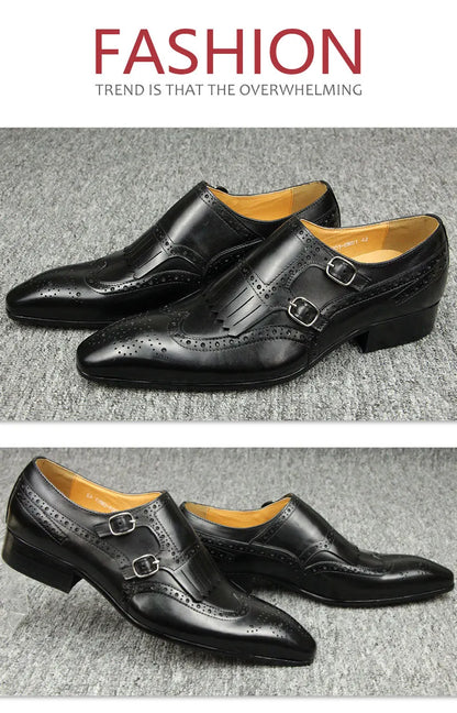 Luxury Leather Shoes  New Top Layer Cowhide Pointed Toe British Business Formal Men's Leather Shoes Wedding Shoes Office Shoes