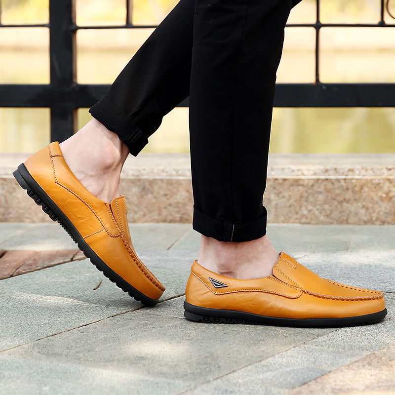 Genuine Leather Men Casual Shoes Brand Soft Italian Men Loafers Moccasins Breathable Slip on Black Driving Shoes Plus Size 37-47
