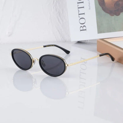 Reign Oval Desgier Women's Sunglasses Alloy Acetate Small Face Fashion Street UV400 High Quality Ultralight Eyeglasses with Case