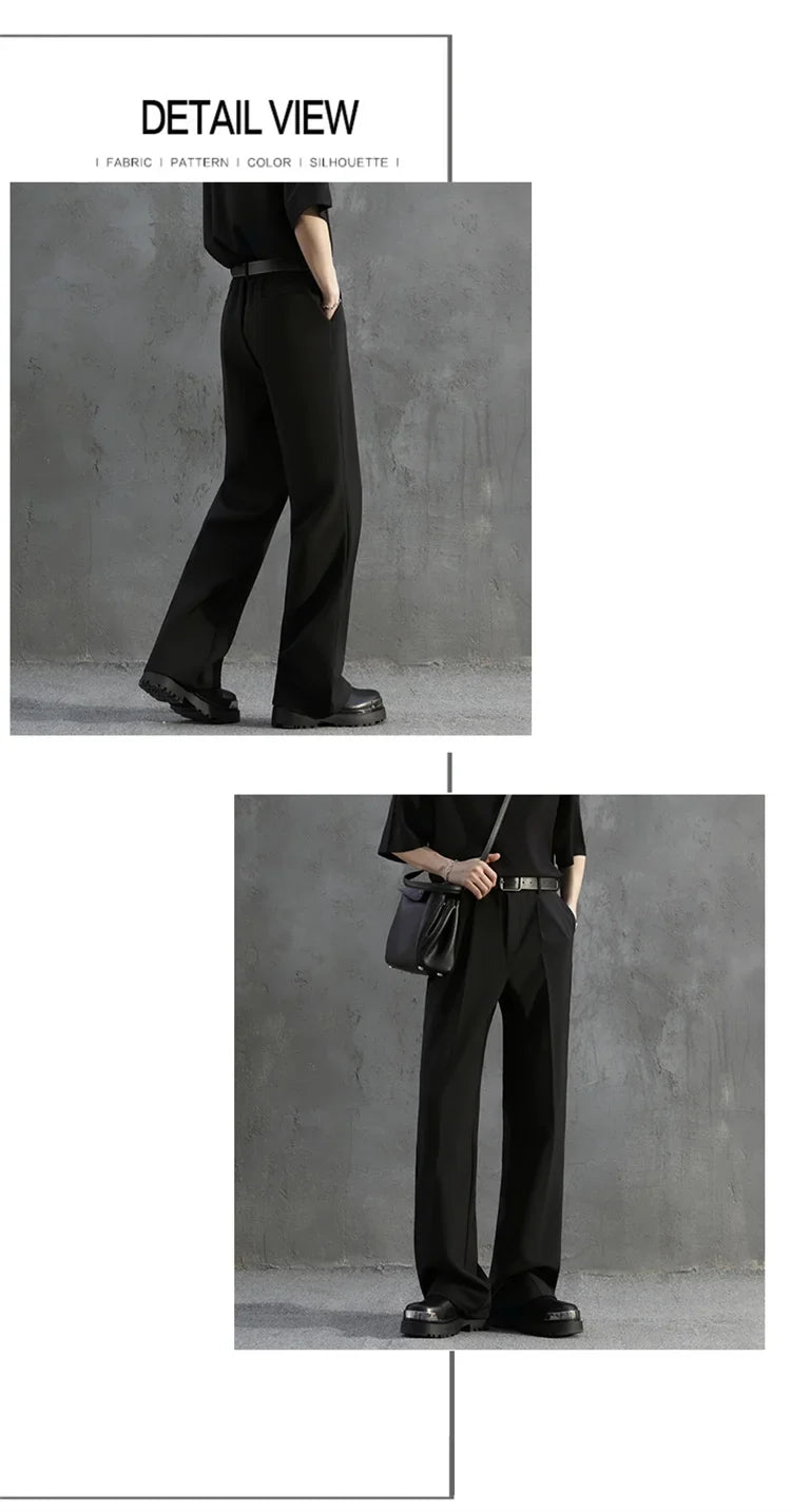 White Luxury Draped Suit Pants Men Fashion Dress Pants Korean Loose Straight Casual Pants Mens Office Formal Trousers Male S-3XL
