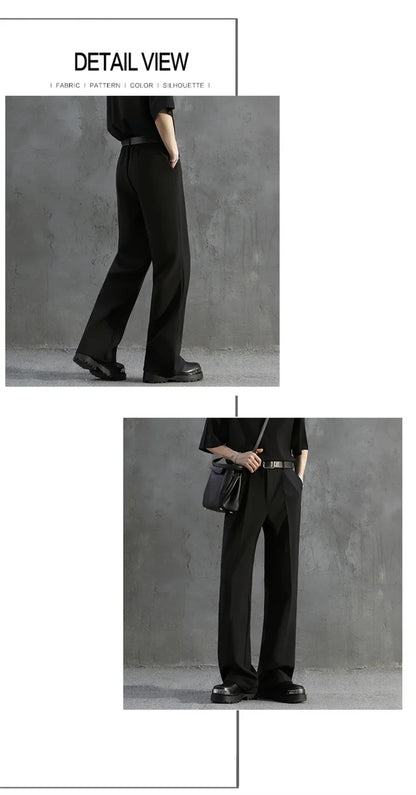White Luxury Draped Suit Pants Men Fashion Dress Pants Korean Loose Straight Casual Pants Mens Office Formal Trousers Male S-3XL