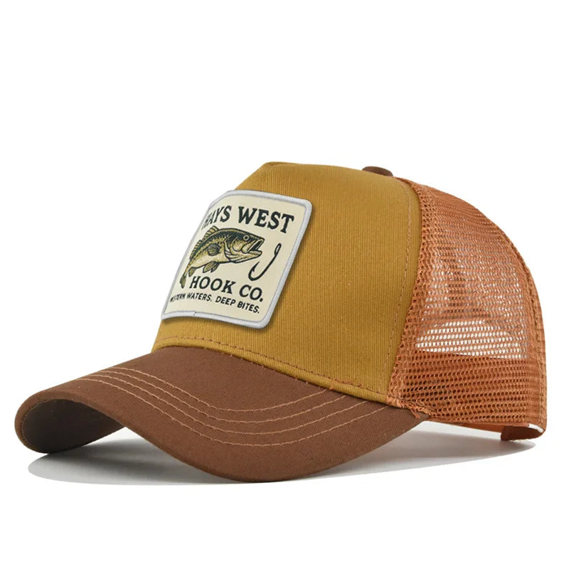 High Quality Fishing Embroidery Baseball Cap for Men Women Outdoor Fishing Snapback Mesh Hat Breathable Sunshade Dad Trucker Hat