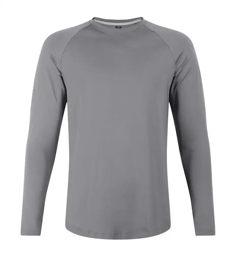 Sports Long-sleeved T-shirt Men Curved Hem Warm Gym Fitness Clothes Quick-drying Breathable Running Training Round Neck Top