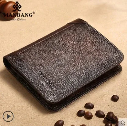 Luxury Men's Wallet RFID Short Trifold For Men with ID Window and Credit Card Holder