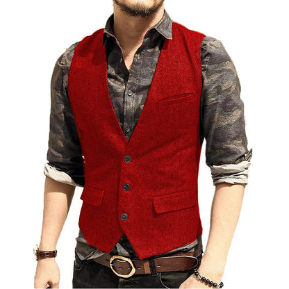 Black Men's Blazer Vest Euro Size Vintage Vests Man Single Breasted Outerwear Men's Suits Vest Spring Autumn Herringbone Vest