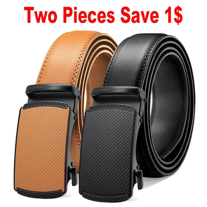 Mens Leather Belt Metal Automatic Genuine Leather Belts Leisure Fashion Ratchet Belts for Men Pants Fashion Genuine Leather Belt