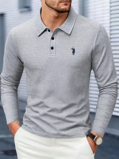 Men's polo shirt long sleeved high-end brand exquisite embroidery 2025 Spring and Autumn casual breathable fashion T-shirt top
