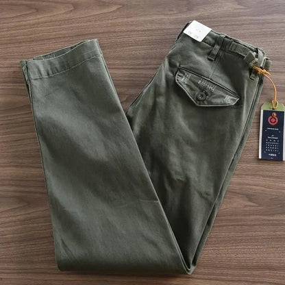 Heavy Tooling Straight-leg Pants Men's Korean Ami Kaji Pure Cotton Men's Long Pants Old Worn Hole Casual Pants Cotton Mens Jeans