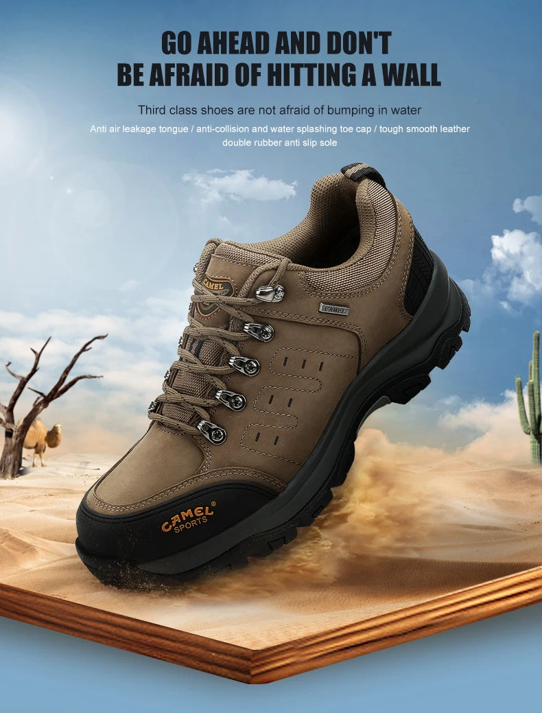 Outdoor Hiking Shoes Waterproof Breathable Leather Tactical Trekking Shoes for Men Male Sneakers Climbing 2025 New