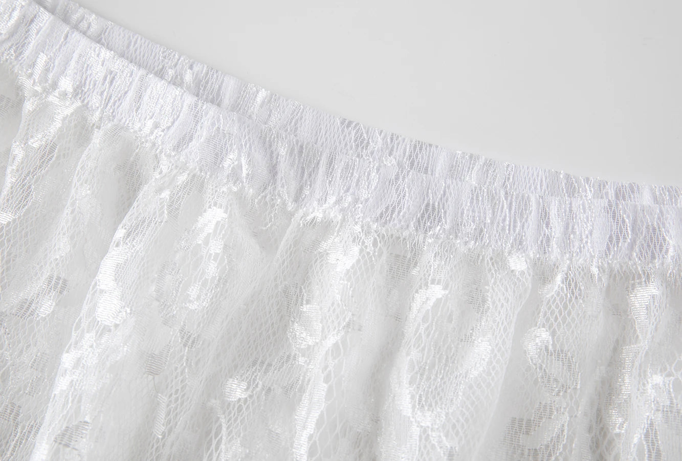 Lace Jacquard Transperant Skirt Women Summer New High Waist Sexy Casual Long Skirts 2025 Streetwear Fashion White Maxi Skirt