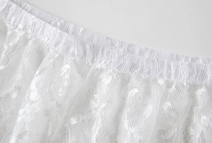 Lace Jacquard Transperant Skirt Women Summer New High Waist Sexy Casual Long Skirts 2025 Streetwear Fashion White Maxi Skirt