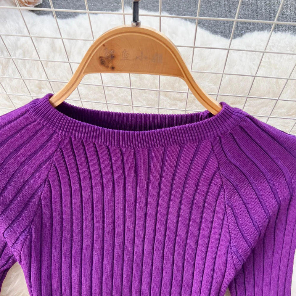 Winter Women Knit Maxi Dress O Neck Autumn Long Sleeve Slim Solid Harajuku Ladies Fashion Pencil Sweater Long Dresses