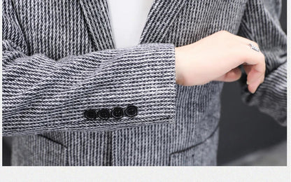 Blazer New Men's Fashion Business Vertical Strip Gentleman Slim Wool Shopping Outdoor Performance Wedding Banquet Casual Blazer
