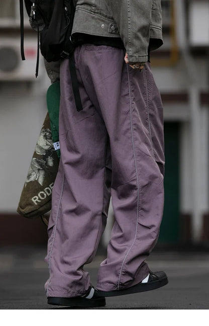 Korean Streetwear Waterproof Outdoor Utility Cargo Pants For Men Quick Dry Adjustable Hem Oversized Sport Casual Pants Trendy