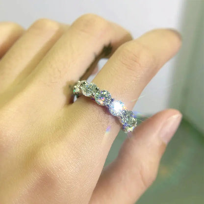 Personalized Moissanite Full Eternity Bands 925 Sterling Silver Ring For Women Girl Fine Jewelry 5mm 3mm D Moissanite Ring