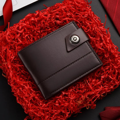 Men's Wallet Pu Leather Short NO Zipper Buckle Wallet Solid Color Wear-Resistant Leather Clip Daily Casual Fashion Zero Wallet