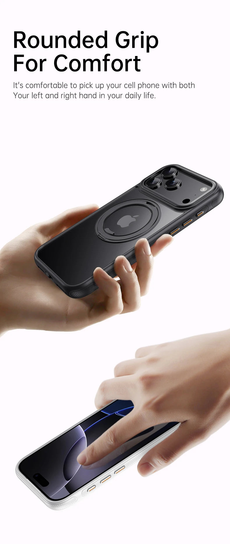 Transparent Magnetic Case for iPhone 17 Air 16 Plus 15 14 13 17 Pro Max 16e 360° Rotating Ring Holder Kickstand Cover LMD003
