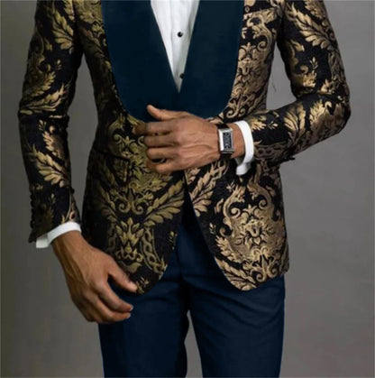 Formal Clothes Boy's Evening Dresses Boys Costume Suit Children Wedding Suit For Boys Navy Blue Floral Blazer Kids Prom Suits