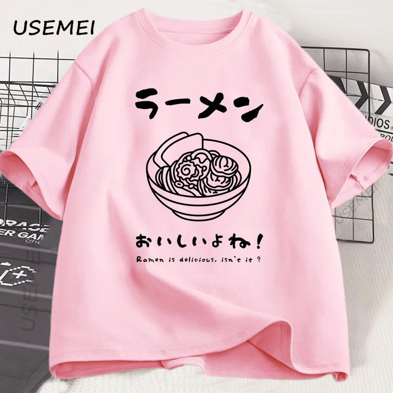 Ramen T Shirt Japanese Tshirt Food Lover Kawaii Japanese Streetwear Foodie Noodle T-shirt Woman Man Cotton Short Sleeve Tees