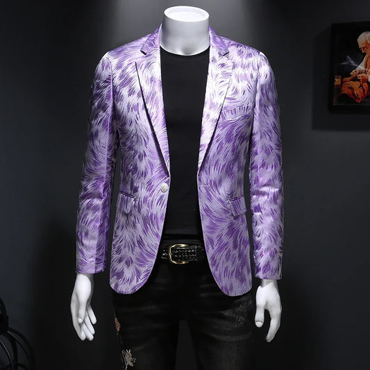 Spring Luxury Embroidery Men Blazers New Men Gold Yarn Casual Suit Jacket Stage Dress High Quality Wedding Business Bleazer Man
