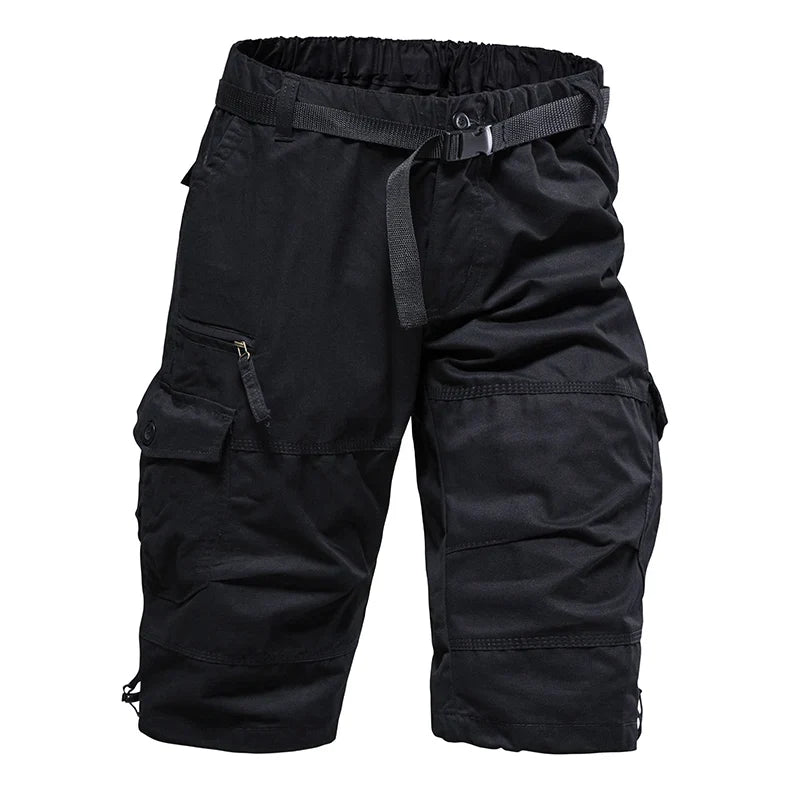 Mens Cargo Shorts Casual Half Pants Elastic Waist Summer Camo Shorts Sports Running Hiking Multiple Pockets Male Knee Pants