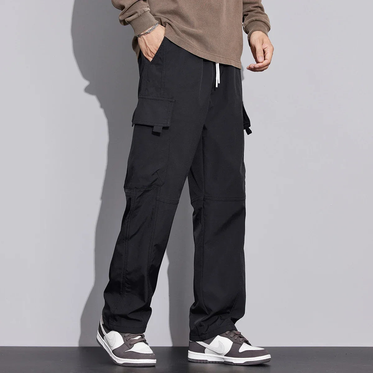 New in Tall Men Cargo Pants Elastic Waist Extra Long Length 115cm Male Waterproof Trousers Lengthened Slim Thin Leg 190cm 200 Cm