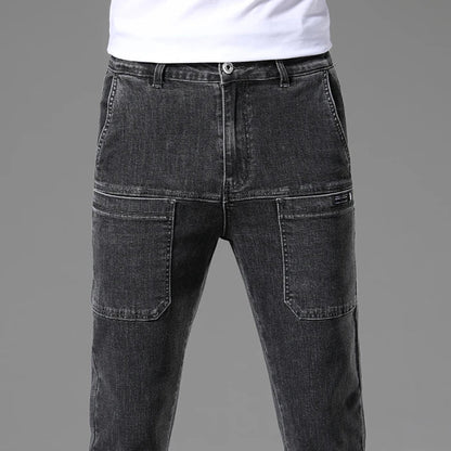 2024 New 6 Pocket Design Men's Denim Jeans Skinny Full Length Pants with High Elasticity Slim Pants Man Fashion Mid-waist Jeans