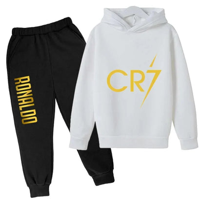 Ronaldo CR7 Print Football Idol Clothing Children Hoodie 2pcs Set Pants Suit Kids Boys Tracksuit Girls Clothing Sport Tracksuits