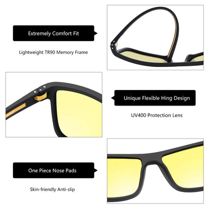 Polarized Sunglasses for Men Shades Lightweight TR90 Frame UV400 Protection Square Outdoor Trave Driving Sun Glasses